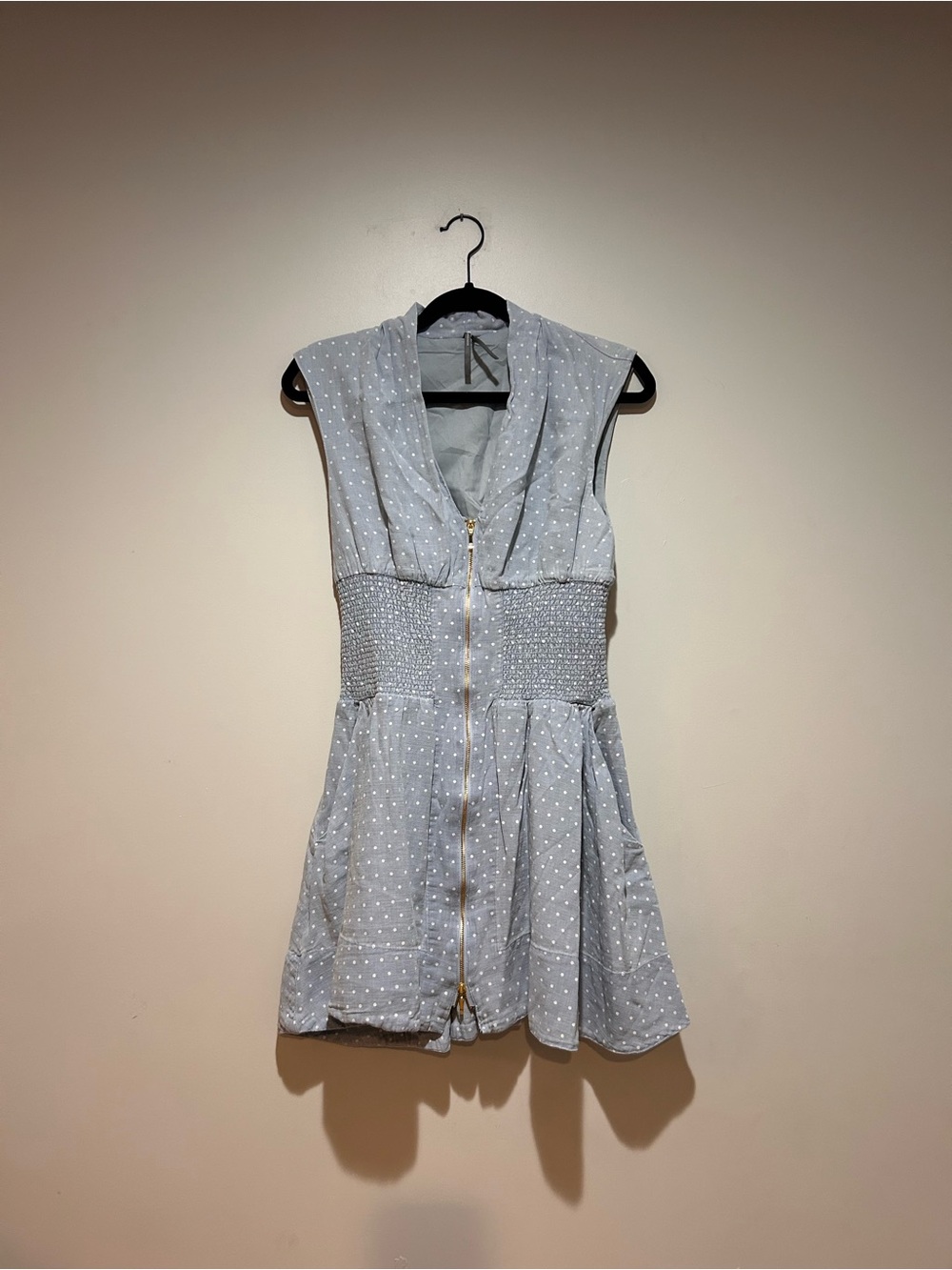 Anthropologie Light Blue Polka Dot Sleeveless Dress - Picture 2 of 7